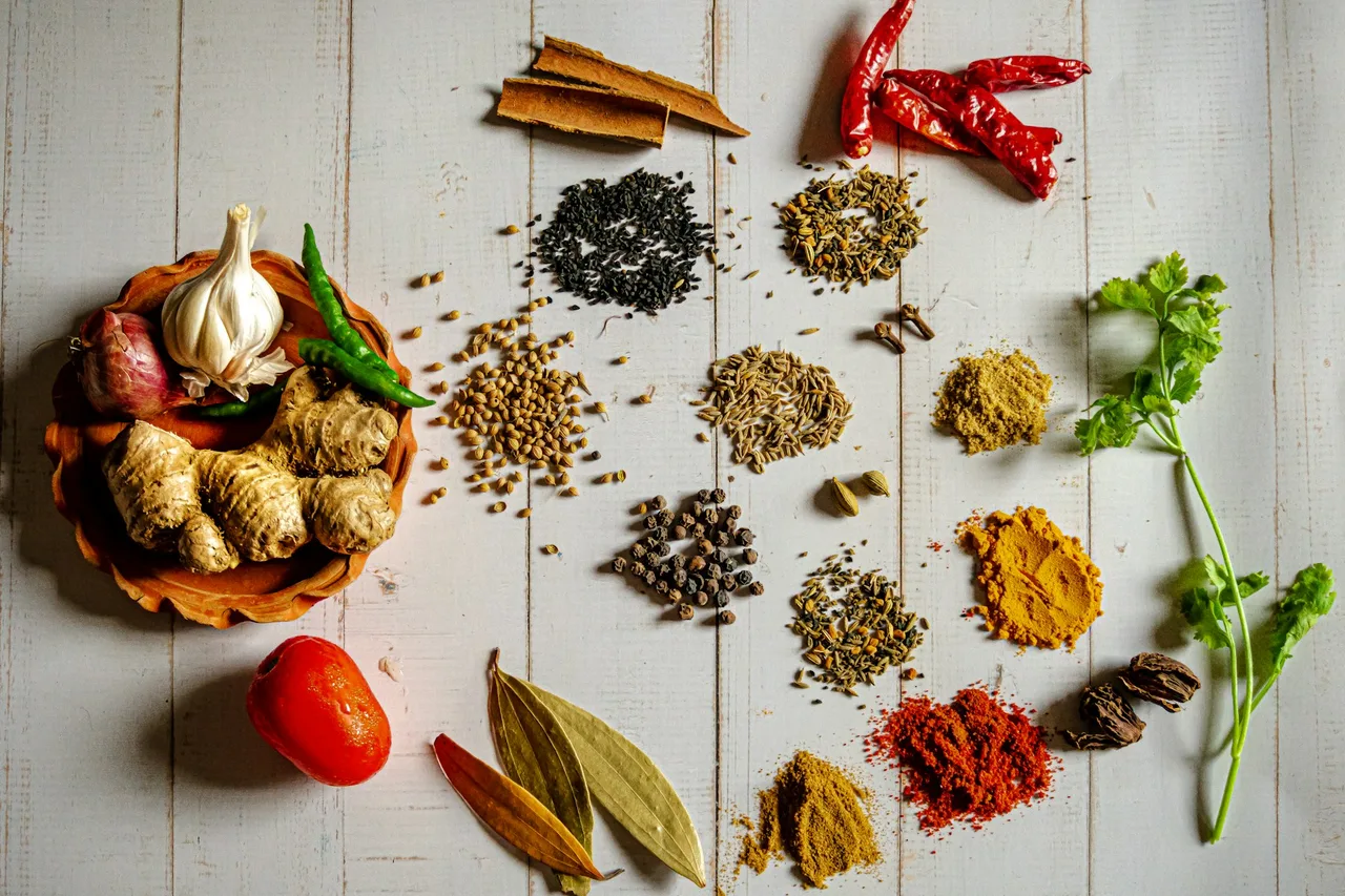 Selection of Indian spices and ingredients